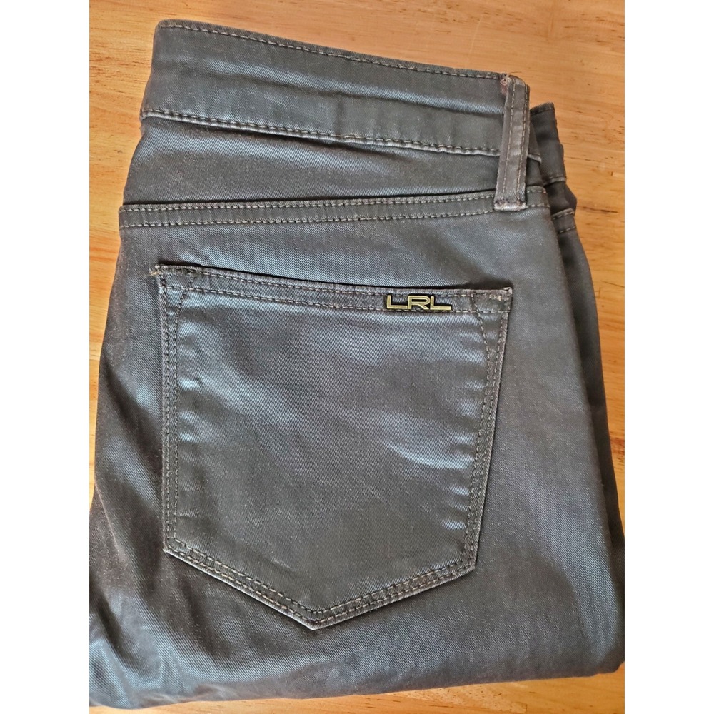 Ralph Lauren Women's 4 Waxed Tapered‎ Slim Stretchy Denim Pants Jeans Dark Brown